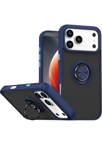 Drnds Newface Apple Iphone 17 Pro Montreal Yüzüklü Silikon Kapak - Lacivert