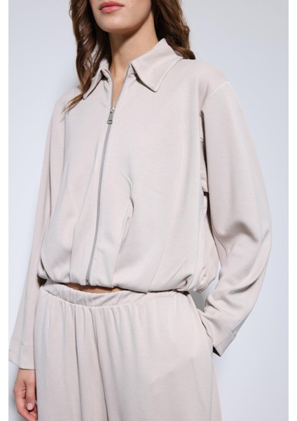 Taş Volümlü Ceket ve Paça Lastikli Eşofman Takım