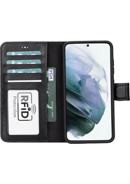 Samsung Galaxy S23 Uyumlu Deri Cüzdanlı Kılıf Rst1 Siyah indirimleri