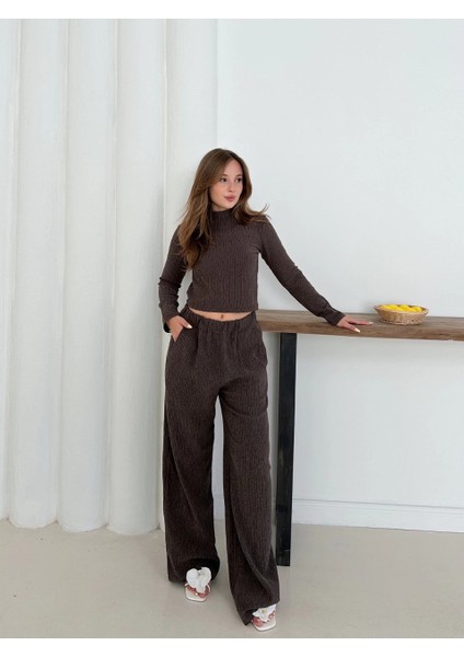 Mtxdpn Balıkçı Yaka Örme Takım Kahve St265865 (beden: Xl)