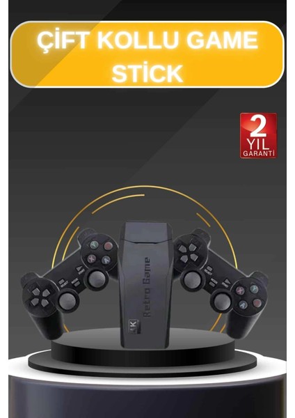 Bfs Game Stick El Atarisi 2.4g Kablosuz Çift Kol Oyunlar 4K Game Stick 3500 Oyunlu Atari Uyumlu