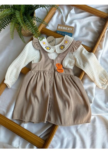 Papatya Desenli Fitilli Müslin Slopet Elbise fiyatları