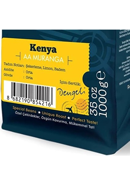 Moliendo Finest Coffee Kenya Aa Muranga Yöresel Kahve (Çekirdek) 1000 G