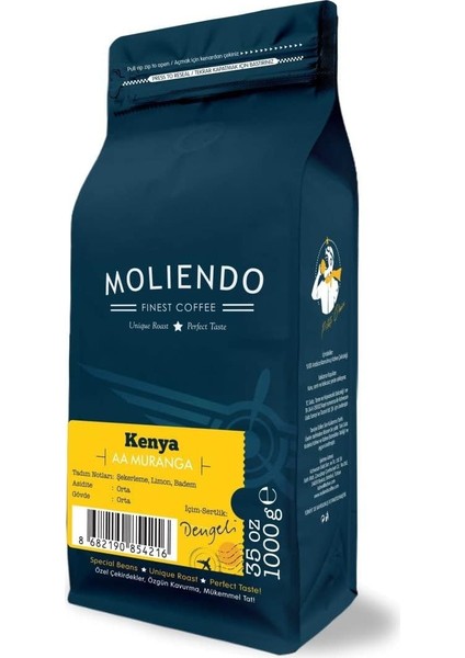 Moliendo Finest Coffee Kenya Aa Muranga Yöresel Kahve (Çekirdek) 1000 G fiyatları