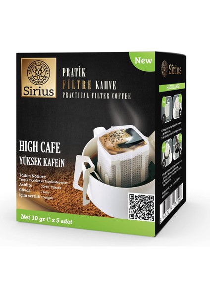 Sirius Premium Pratik Filtre Kahve Yüksek Kafein (5 Ad.) fiyatları
