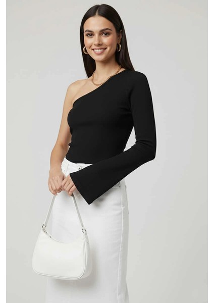 Mtxdpn Tek Omuzlu Basic Bluz Siyah T4275 (Beden: Xl) fiyatları