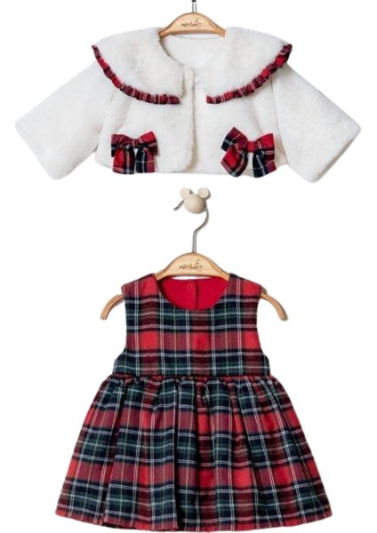 Kız Bebek Yılbaşı Konsept Beyaz Bolerolu Elbise