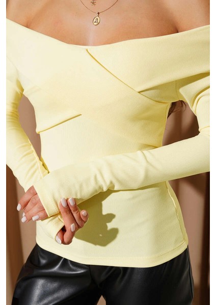 Mtxdpn Madonna Çapraz Yaka Bluz Sarı T4331 (Beden: Xl) fırsatları