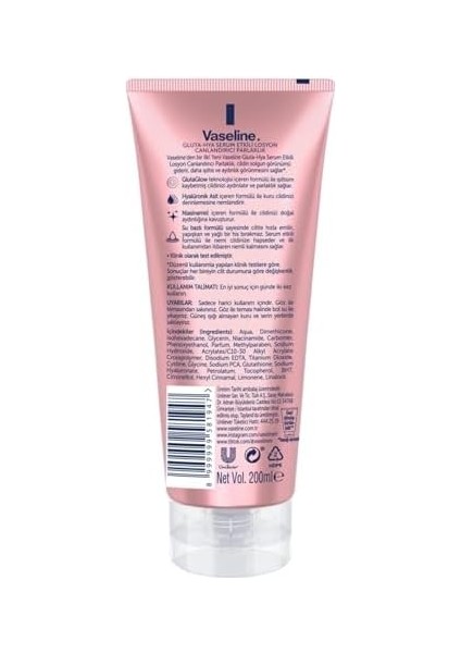 Vaseline Gluta Hya Serum Etkili Losyon Canlandırıcı Parlaklık 200 ml fiyatları