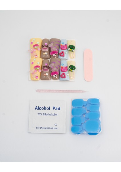 10'lu Renkli Extra Extra Extra TT1437 Tekrar Kullanılabilir El Yapımı Protez Takma Tırnak Renkli-M fırsatları