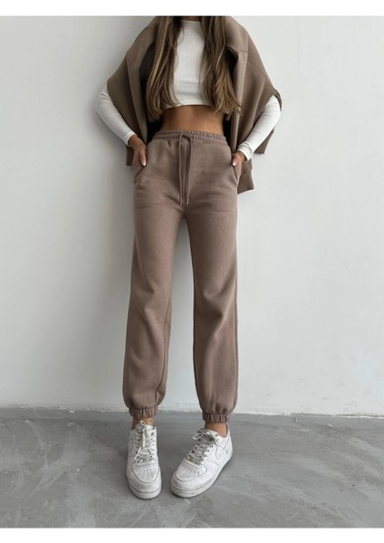 Mtxdpn 3 Iplik Şardonlu Paça Lastikli Eşofman Vizon İS001 (Beden: L) fırsatları