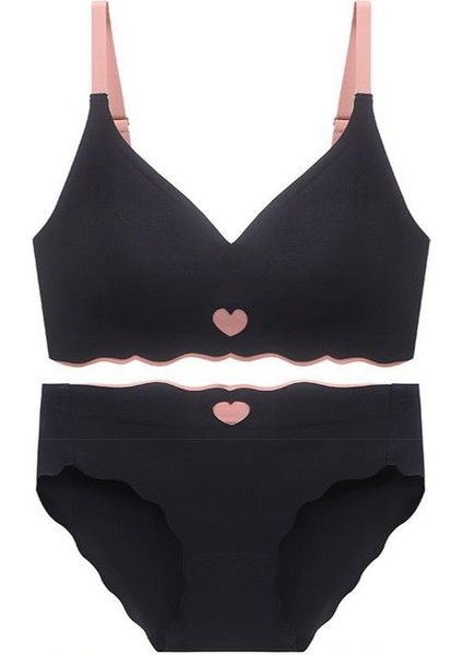 Kalp Detaylı Dikişsiz Sütyen & Külot Takımı