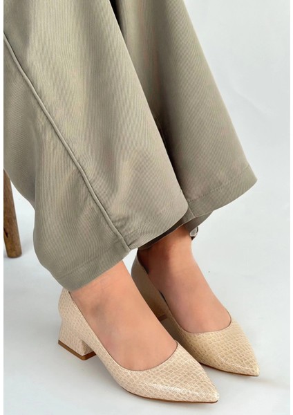 Mtxdpn Meort Bej Rugan Topuklu Ayakkabı (Numara: 39)