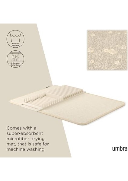 Udry Bulaşıklık ve Mikrofiber Bulaşık Kurutma Matı – Katlanabilir, Yer Tasarruflu ve Saklanabilir, 60 x 45 Cm, Koyu Gri, Açık Bej, Büyük modelleri