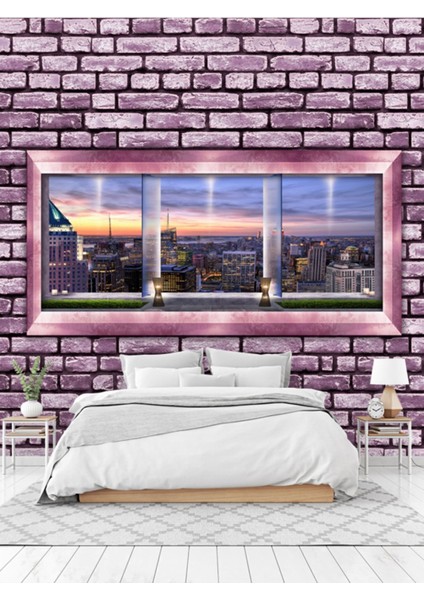 Şehir Manzaralı Isı ve Ses Yalıtımlı Sağlıklı Tekstil Duvar Kağıdı