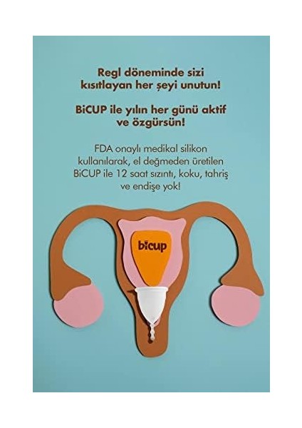 Bicup Small Menstrual Cup Fda Onaylı, Antialerjik, Vegan, Menstrüel Kap (Regl Kabı ve Steril Kutu) fiyatları