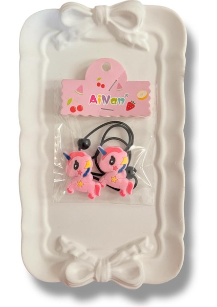 Sevimli Unicorn Figürlü Karışık Renk Çiftli Kız Çocuk Lastik Toka fiyatları