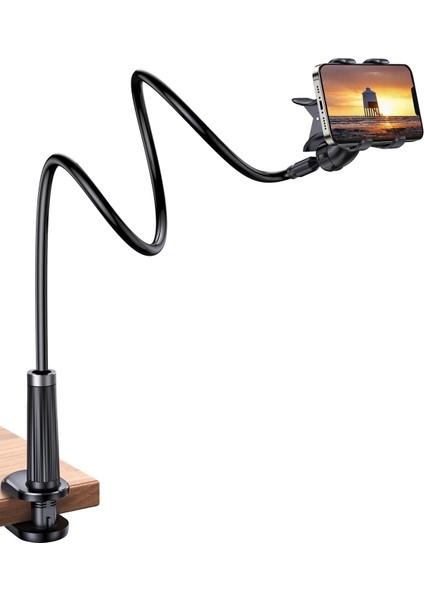 Esnek Yatak Masa Telefon Tutucu Siyah 90 cm