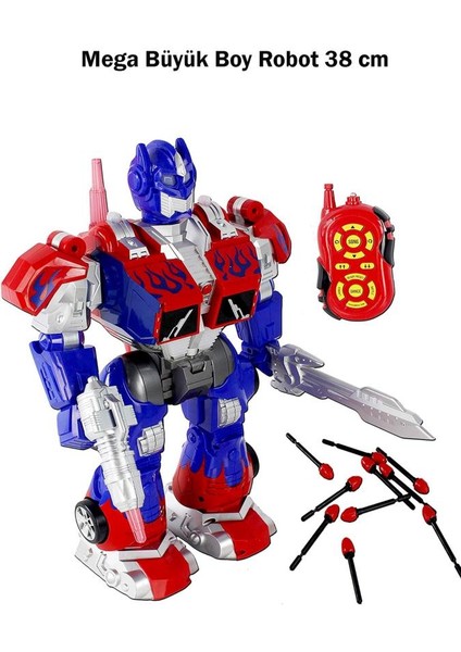 Mega Büyük Oyuncak Uzaktan Kumandalı Sünger Atan Işıklı Sesli Transformers Dev Robot Optimus