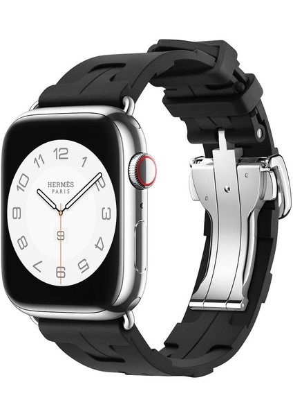 Ile Uyumlu 38MM/40MM Spor Görünümlü Krd-94 Silikon Kordon Siyah