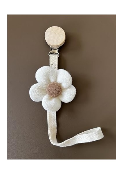 Bebek Emzik Askısı/emzik Askılığı - Papatya Desenli, Güvenli Klipsli (Beyaz) fiyatları