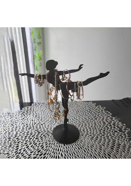 Kanji Balerin Takı Standı Siyah – Minimalist Küpe, Yüzük ve Kolye Düzenleyici | 3D Baskı Çevre Dostu Pla Takı Organizeri | 19 cm Yükseklik modelleri