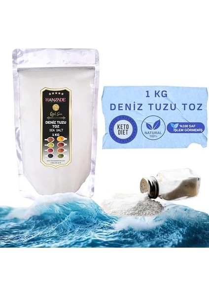Hanzade Bitkisel Saf Deniz Tuzu Toz Öğütülmüş Iyot Ilavesiz 1 kg fiyatları
