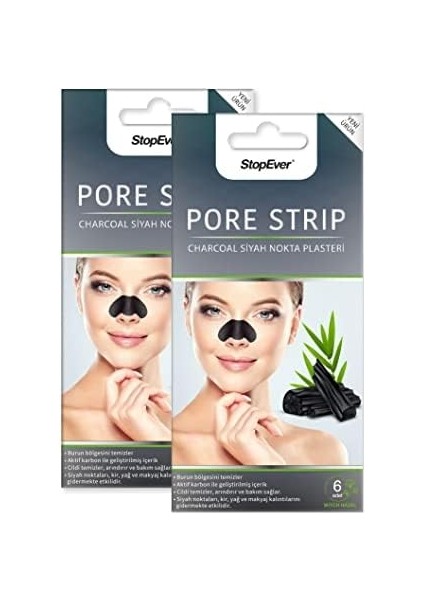 Stopever Charcoal Pore Strip Kömürlü Siyah Nokta Plasteri (2 x 6 Adet) modelleri