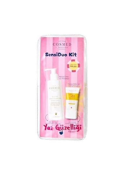Cosmed Sensiduo Kit, Gentle Cleansing Gel 200ML ve Ultrasense SPF50+ Güneş Kremi 40ML, Hassas Ciltler Için