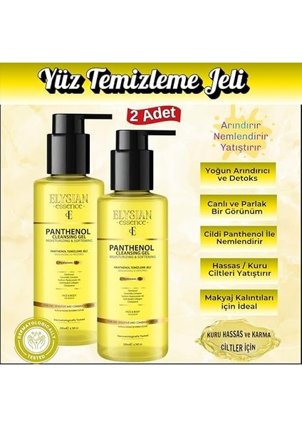 Elysian Essence Nemlendirici ve Yatıştırıcı Panthenol Yüz Temizleme Jeli 2&apos;li Set - Kolajen & Hyaluronic Acid Ilaveli 200 ml modelleri