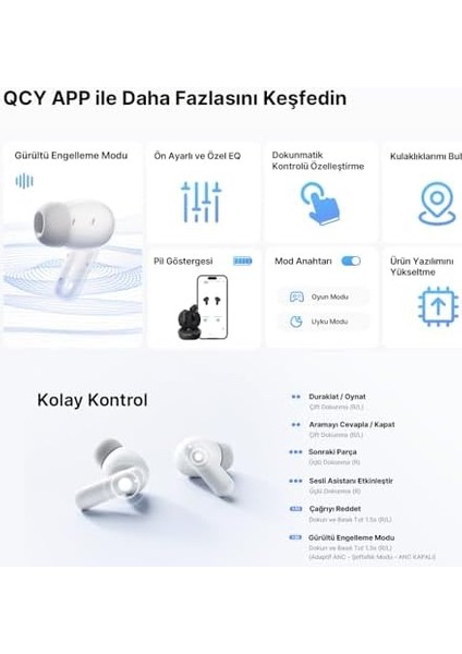 Qcy Melobuds N30 Adaptif Anc Bluetooth Kulaklık 4 Mikrofon Çift Cihaz Desteği Ipx4 Siyah modelleri