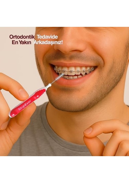 Stopever Well Tooth Arayüz Fırçası, Kırmızı - Size 2 | 0.5 mm Ince Telli Diş Arası Fırçası, Taşıma Kutusu Hediyeli | Ortodontik Kullanıma Uygun | 6 Adet fiyatları