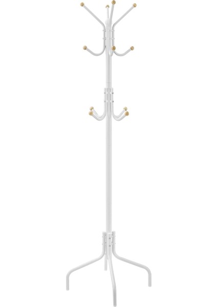 , Askısı, Metal, 12 Kancalı,, 4 Ayak, Manto, Şapka, Çanta, Koridor, Yatak Odası, Ofis Için, Beyaz RCR031W01