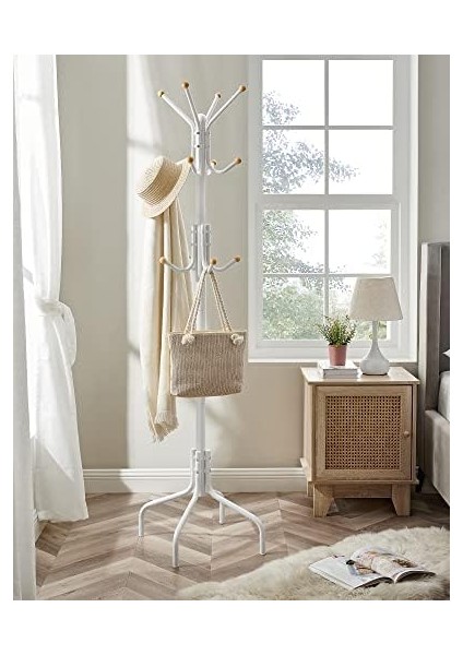 , Askısı, Metal, 12 Kancalı,, 4 Ayak, Manto, Şapka, Çanta, Koridor, Yatak Odası, Ofis Için, Beyaz RCR031W01 modelleri