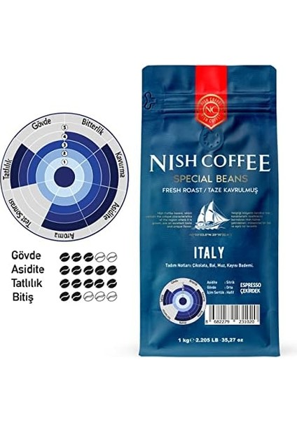 Nish Espresso Kahve Italy 1 Kg- Çekirdek fiyatları
