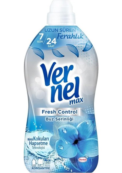 Vernel Max Konsantre Çamaşır Yumuşatıcısı 1320 ml 55 Yıkama Buz Serinliği