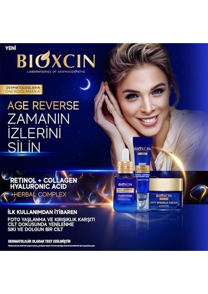 Bioxcin Age Reverse Gece Serumu 30 ml –%20 Retinol, Kolajen, Hyaluronik Asit ve Bitkisel Kompleks Içerikli – Kırışıklık Karşıtı ve Sıkılaştırıcı Cilt Serumu modelleri