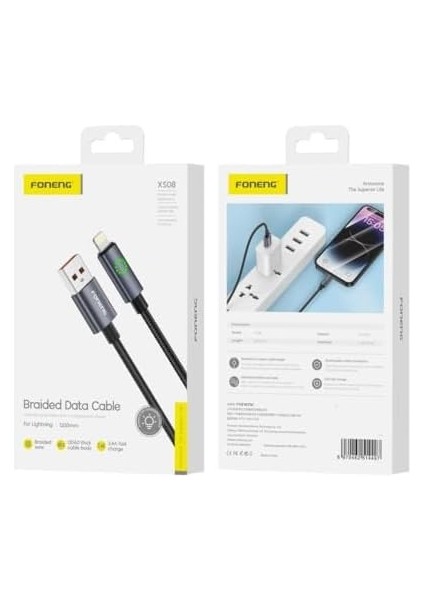 XS08 27W LED Işıklı Pd Type-C To Şarj Kablosu Ip Örgülü 1,2 modelleri