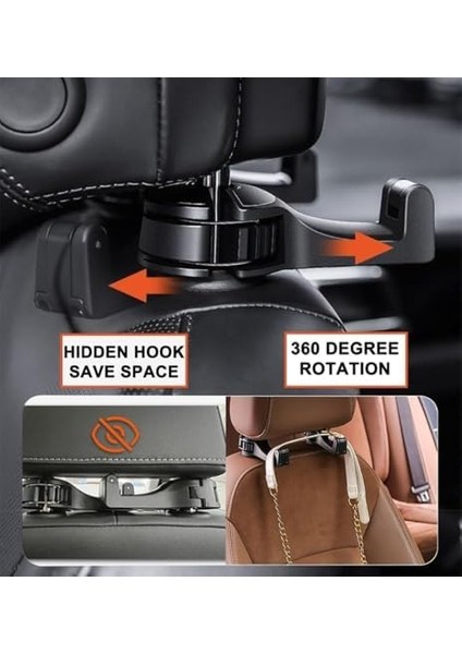 2’li Araç Baş Destek Kancası – Telefon Tutuculu Evrensel Koltuk Arkası Kanca, El Çantası & Alışveriş Poşeti Askısı, Takılabilir, Koltu Başlığı Askısı, Araç Içi Aksesuar fiyatları