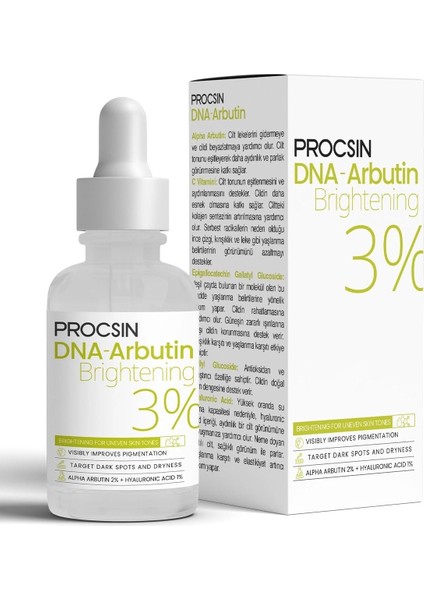 Procsın Dna-Arbutin Koyu Leke Karşıtı Cilt Tonu Düzenleyici ve Aydınlatıcı Serum 30 ml