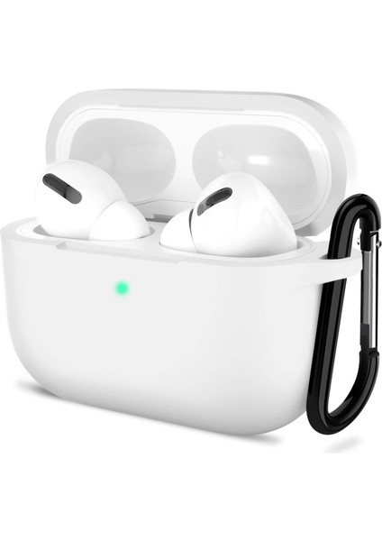 Airpods Pro 2.nesil Kılıf, Tam Koruyucu Özellikli Yumuşak Silikon Airpods Pro 2.nesil Aksesuar Kılıf ile Uyumlu, Anahtarlıklı Kablosuz ve Kablolu Şarj Özellikli Kılıfı, Beyaz