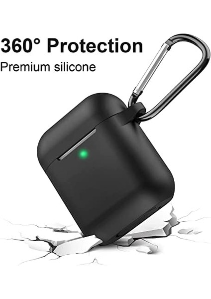 Airpods 2.nesil Kılıf, Tam Koruyucu Özellikli Yumuşak Silikon Airpods Aksesuar Kılıf ile Uyumlu Airpods,kadın Erkek, Anahtarlıklı Kablosuz ve Kablolu Şarj Özellikli Kılıfı, Siyah modelleri