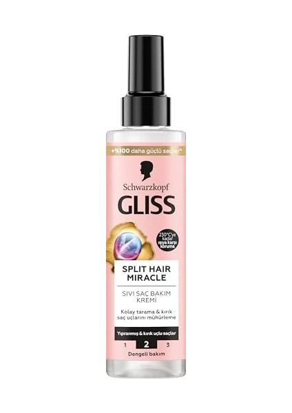 Gliss Split Hair Miracle Kırık Uçları Mühürleyen Sıvı Saç Bakım Kremi - Iyonik Kompleks ve Üzüm Çekirdeği Yağı ile 200 ml modelleri