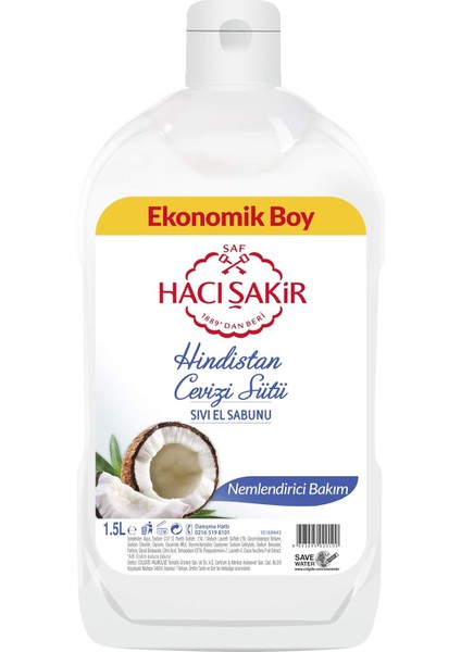 Hacı Şakir Hindistan Cevizi Sütü Sıvı El Sabunu, 1500 ml fiyatları