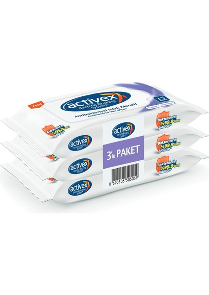 Activex Antibakteriyel Islak Mendil Hassas (3 x 15 Adet) fiyatları