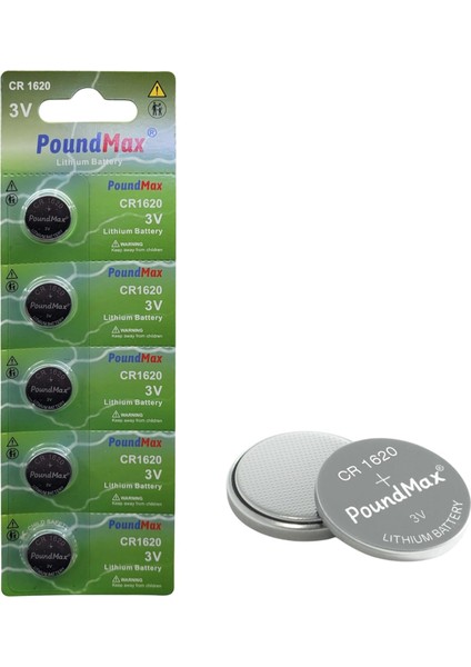 Düğmeli Piller 1620 CR1620 DL1620, 3 V, 5&apos;li Paket