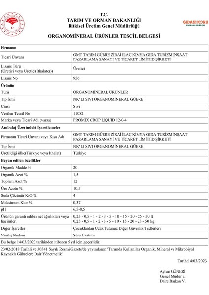 Promix Crop Liquid 5 Litre – Sıvı Organomineral Gübre + Deniz Yosunu ve Amino Asit fiyatları