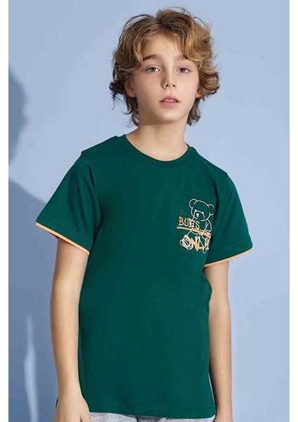 Erkek Çocuk T-Shirt Uzun Alt Penye Süprem Bisiklet Yaka Orta Kalın Pijama TAKIMI-3928 fırsatları