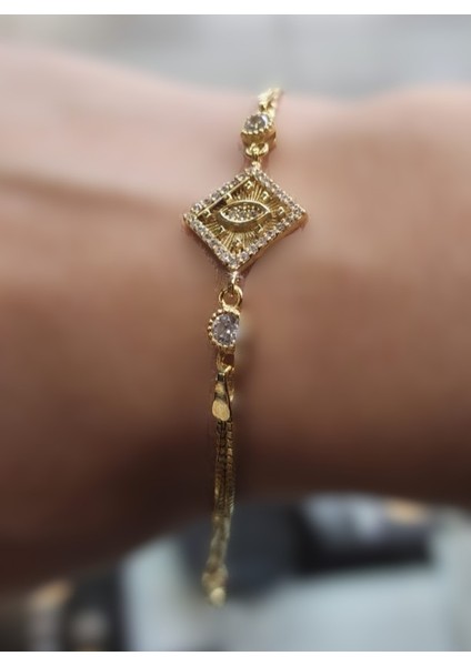 925 Ayar Gümüş Gold Baklava Model Bileklik modelleri