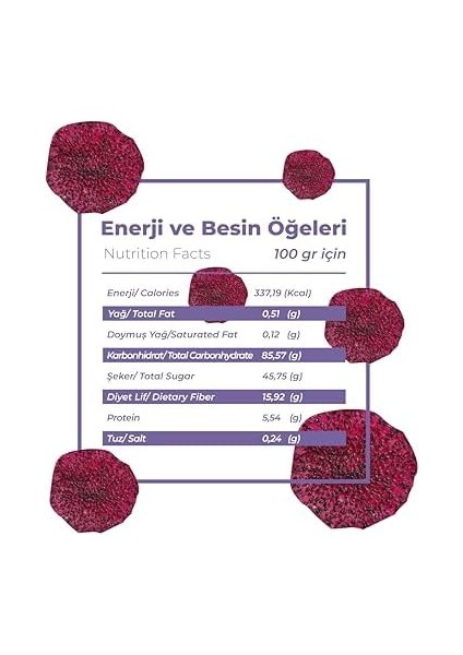 Anamour Natural Ejder Meyvesi Kurusu Cips Kurutulmuş (Şeker Ilavesiz) 3&apos;lü Paket Kuru Meyve Kıtırı 75 Gram